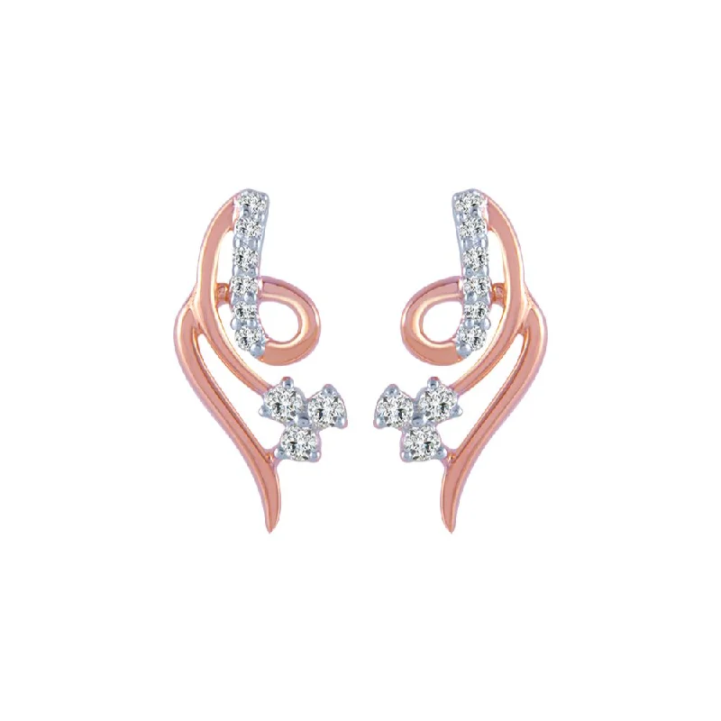 Women’s bridal earrings-14k (585) Rose Gold And Diamond Stud Earrings For Women