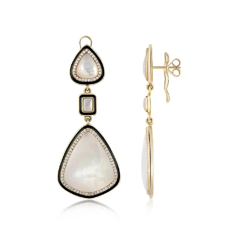 Women’s festive earrings-Luminous Mother-of-Pearl Drop Earrings