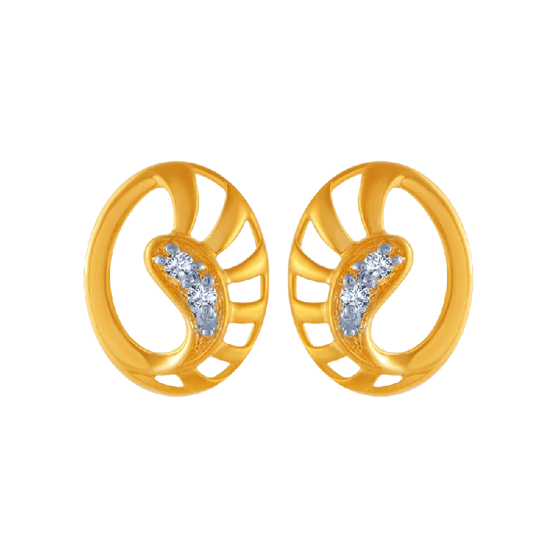 Women’s bold earrings-14KT (585) Yellow Gold And Diamond Stud Earrings For Women