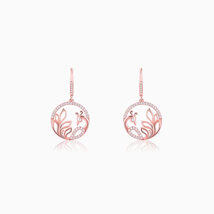 Women’s handmade earrings-Rose Gold Mayura Hoop Earrings