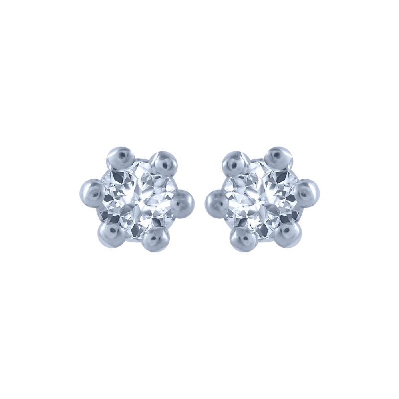 Women’s stud earrings-14KT (585) White Gold And Diamond Stud Earrings For Women