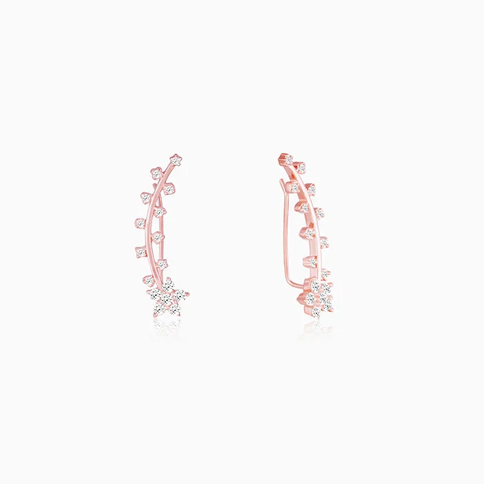 Women’s stackable earrings-Rose Gold Floral Branch Ear Cuffs