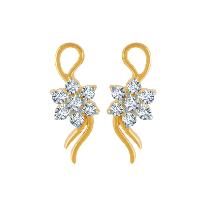 Women’s fancy earrings-14k (585) Yellow Gold And Diamond Stud Earrings For Women