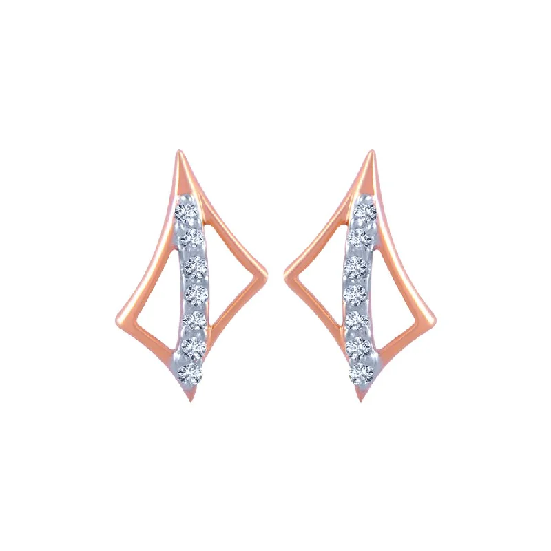 Women’s large earrings-14k (585) Rose Gold And Diamond Stud Earrings For Women