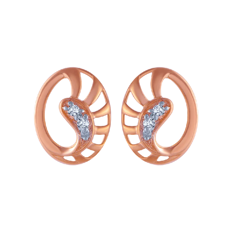 Women’s sparkling hoop earrings-14KT (585) Rose Gold And Diamond Stud Earrings For Women