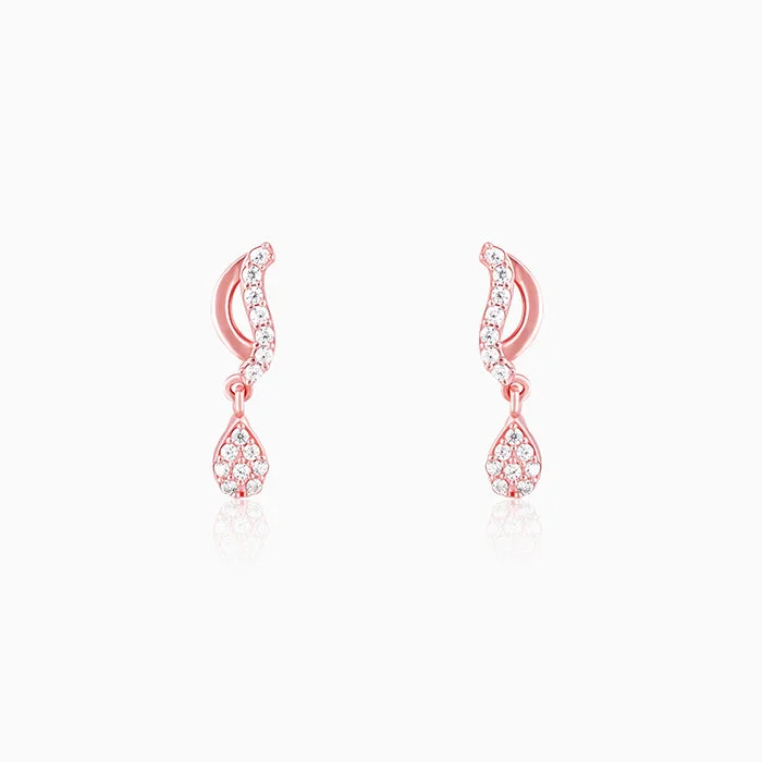 Women’s crystal stud earrings-Rose Gold Wavecrest Earrings