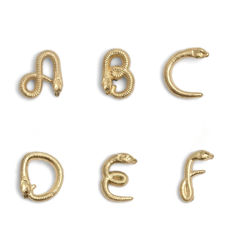 Women’s rose gold earrings-Yellow Gold Nagini Letter Stud