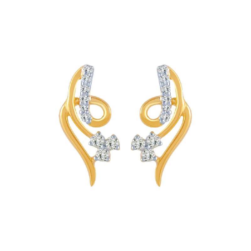 Women’s emerald earrings-14k (585) Yellow Gold And Diamond Stud Earrings For Women