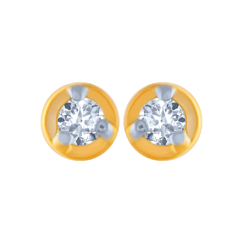 Women’s diamond drop earrings-14KT (585) Yellow Gold And Diamond Stud Earrings For Women