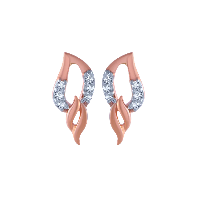 Women’s infinity earrings-14KT (585) Rose Gold And Diamond Stud Earrings For Women