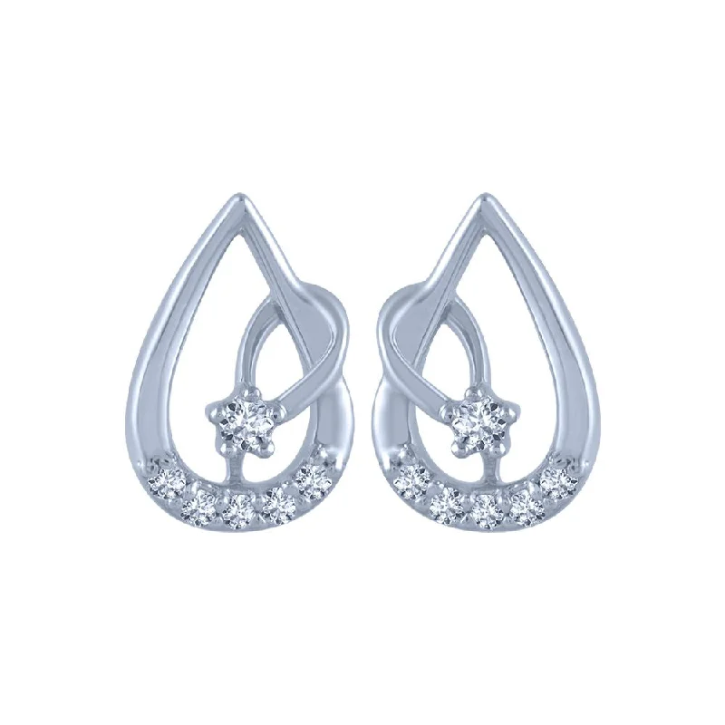 Women’s infinity earrings-14k (585) White Gold And Diamond Stud Earrings For Women