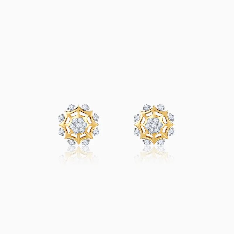 Women’s sophisticated earrings-Gold Sparkling Dahlia Diamond Earrings