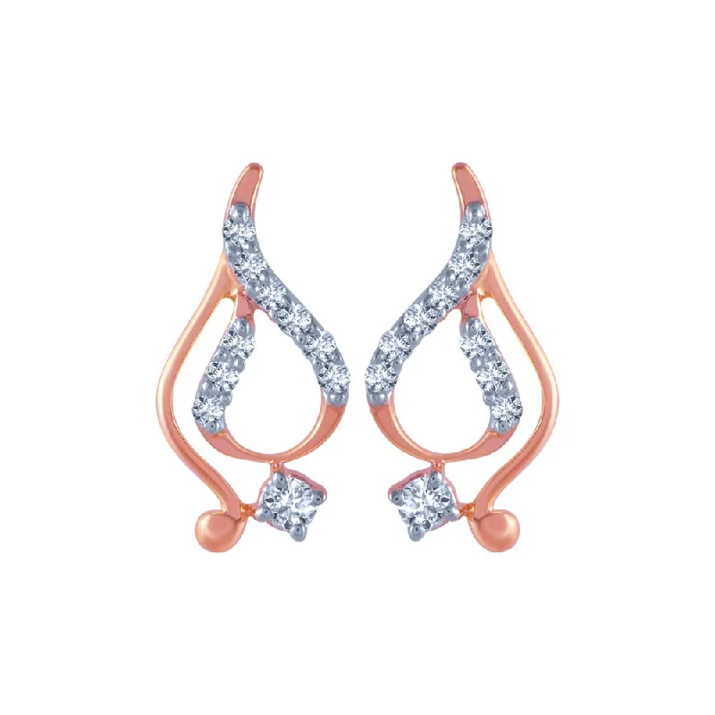 Women’s celestial earrings-14k (585) Rose Gold And Diamond Stud Earrings For Women