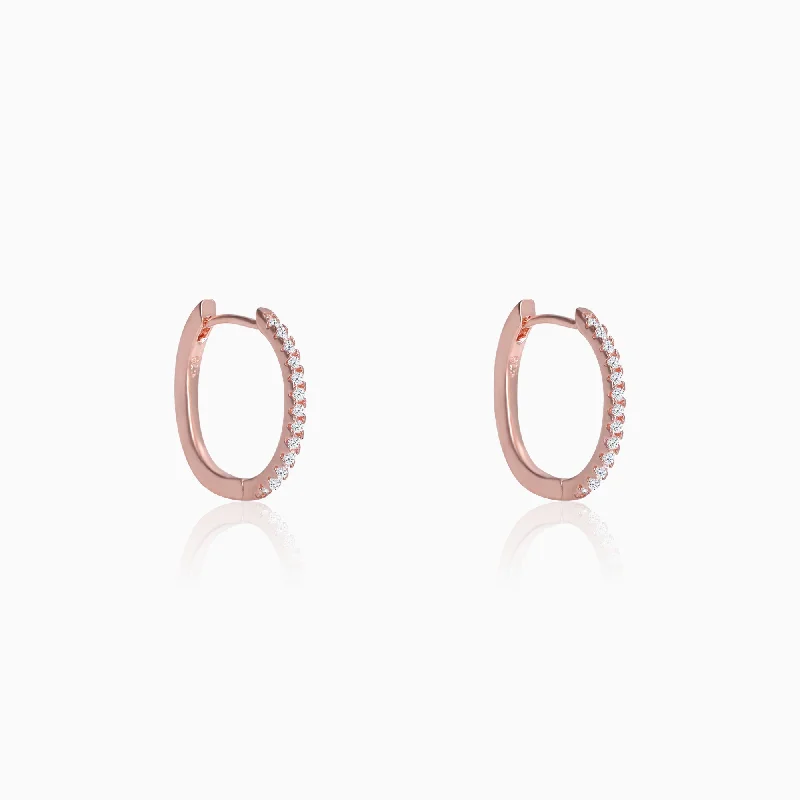 Women’s vintage earrings-Rose Gold Shining Hoop Earrings