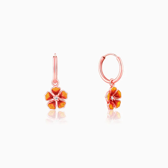 Women’s floral earrings-Rose Gold Bell Mallow Hoop Earring