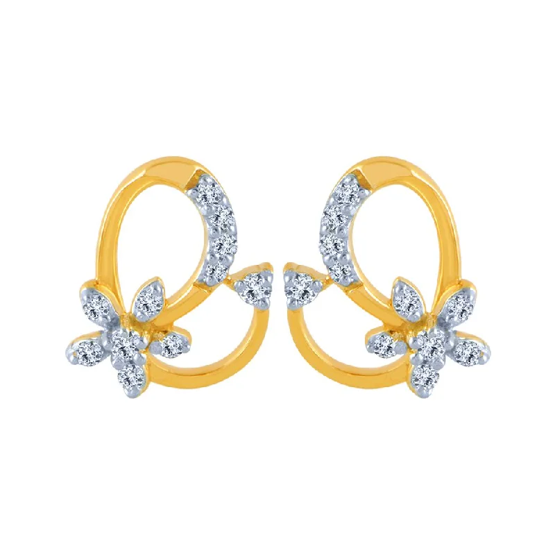 Women’s butterfly earrings-14k (585) Yellow Gold And Diamond Stud Earrings For Women