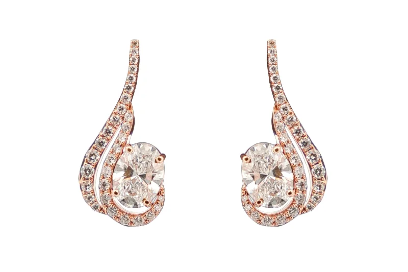 Women’s gold earrings-Diamond Earrings 2.04cts TW