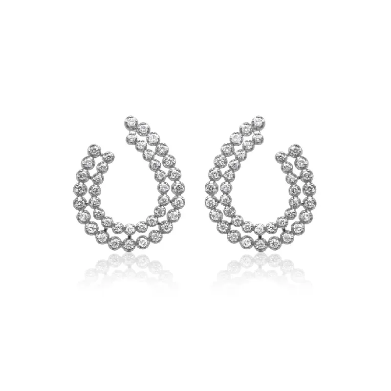 Women’s handmade earrings-Double Row Diamond Garland Earrings