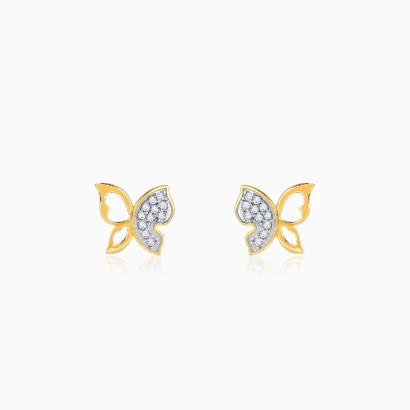 Women’s vintage earrings-Gold Vlinder Diamond Earrings