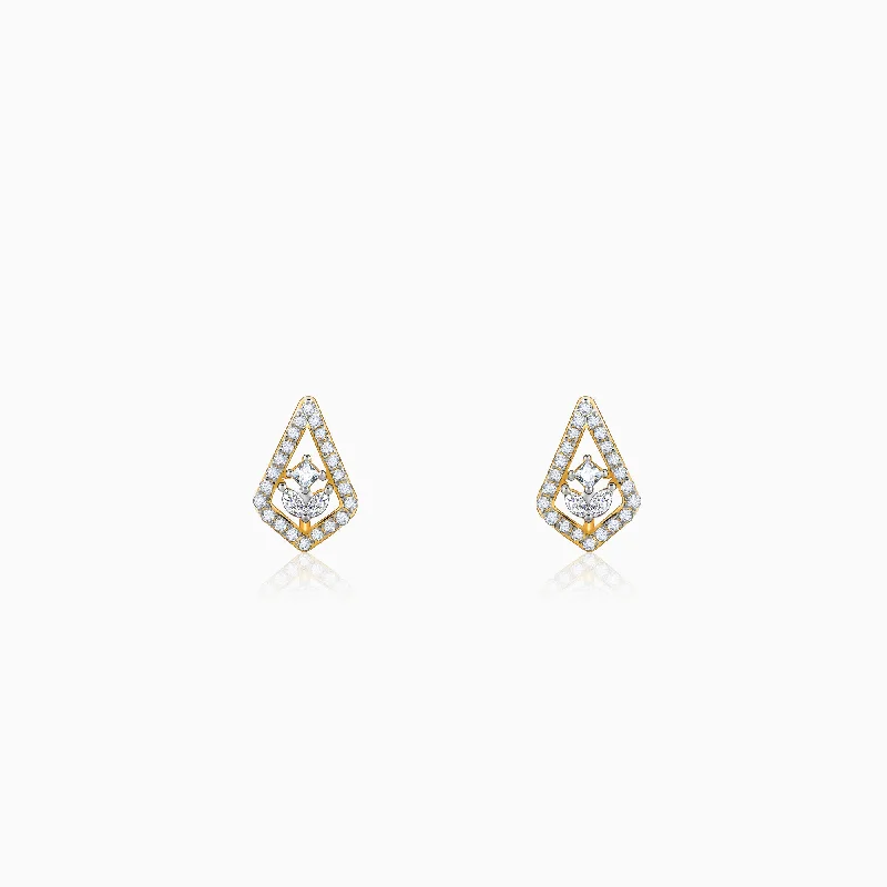 Women’s ruby earrings-Gold Sacred Flame Diamond Earrings