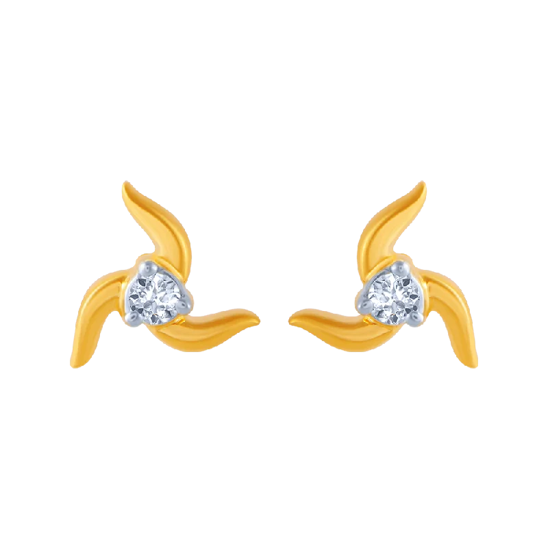 Women’s custom earrings-14KT (585) Yellow Gold And Diamond Stud Earrings For Women