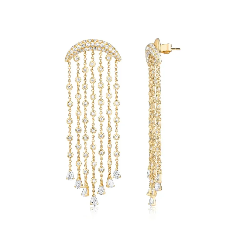 Women’s vintage gold earrings-Moonlight Diamond Chandelier Earrings