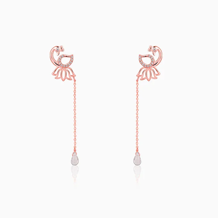 Women’s statement earrings-Rose Gold Morni Shine Drop Earrings