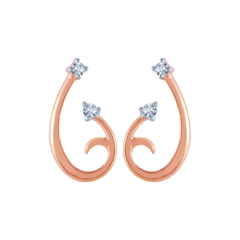 Women’s pearl stud earrings-14k (585) Rose Gold And Diamond Stud Earrings For Women