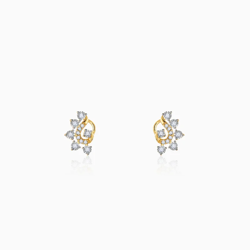 Women’s tassel earrings-Gold Charisma Diamond Earrings