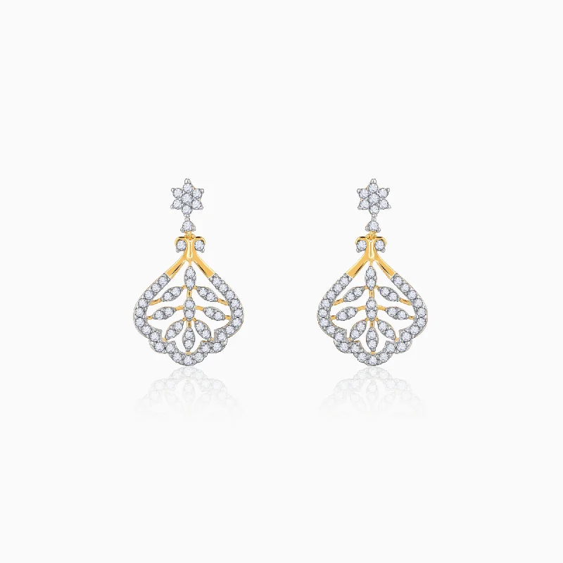 Women’s contemporary earrings-Gold Secret Garden Diamond Earrings