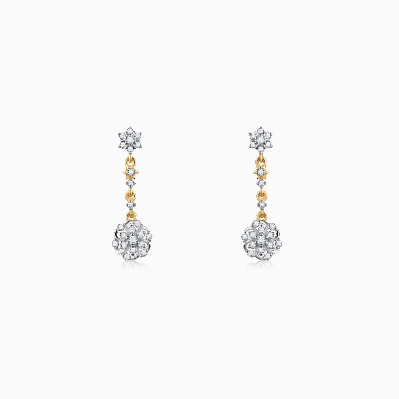 Women’s cute dangle earrings-Gold Ageratum Diamond Earrings