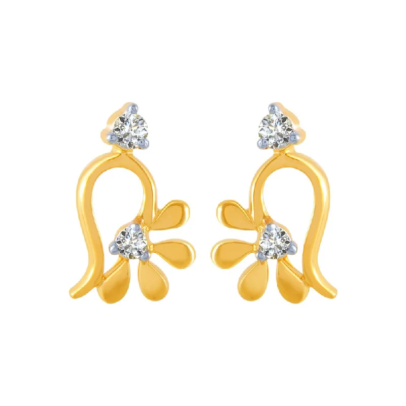 Women’s cute dangle earrings-14k (585) Yellow Gold And Diamond Stud Earrings For Women