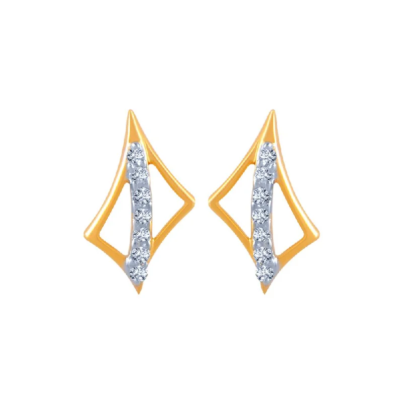 Women’s pearl earrings-14k (585) Yellow Gold And Diamond Stud Earrings For Women