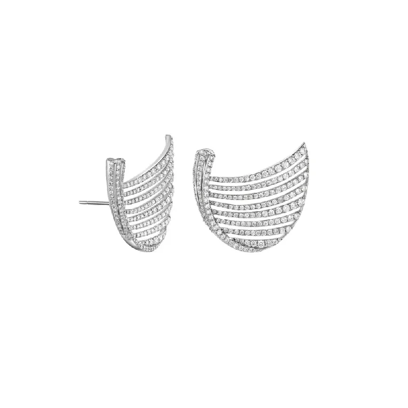 Women’s chic earrings-Multi Line Diamond Earrings