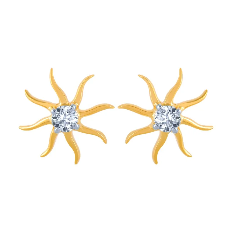 Women’s matching earrings-14k (585) Yellow Gold And Diamond Stud Earrings For Women