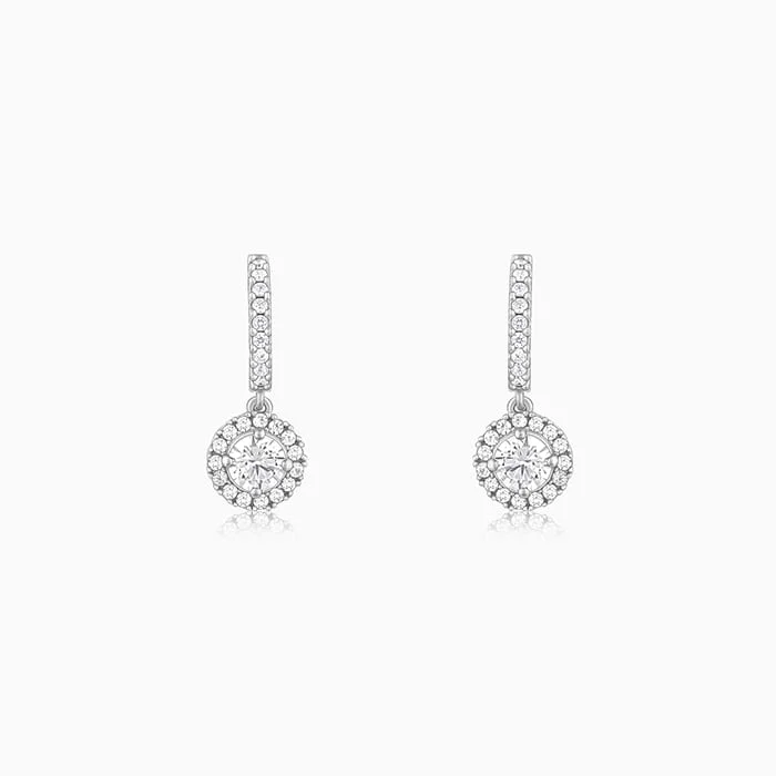 Women’s statement earrings-Silver Zircon Drizzle Drop Earrings