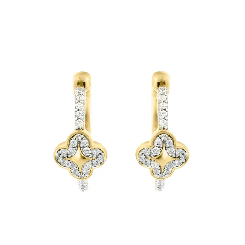 Women’s monogram earrings-LADIES EARRINGS 0.20CT ROUND DIAMOND 10K YELLOW GOLD