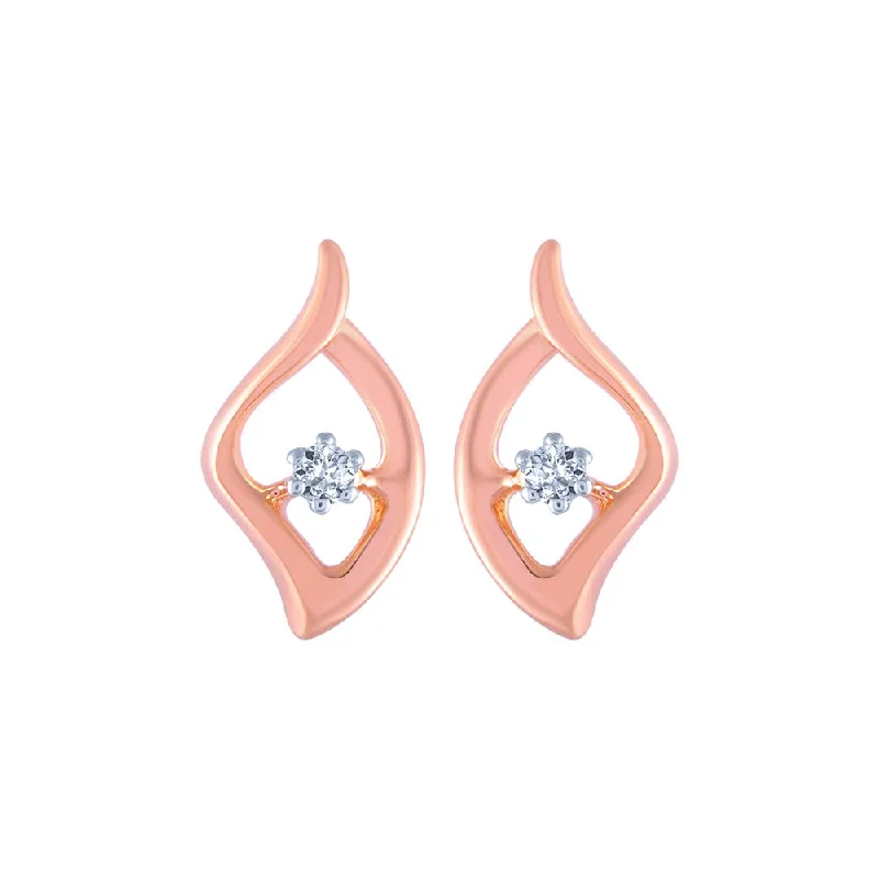 Women’s large earrings-14k (585) Rose Gold And Diamond Stud Earrings For Women