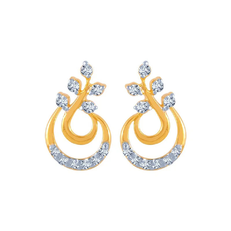 Women’s gold hoop earrings-14k (585) Yellow Gold And Diamond Stud Earrings For Women