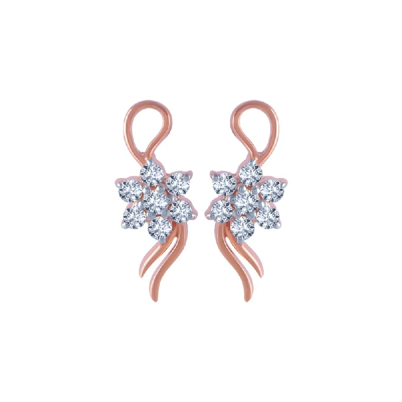 Women’s elegant drop earrings-14k (585) Rose Gold And Diamond Stud Earrings For Women