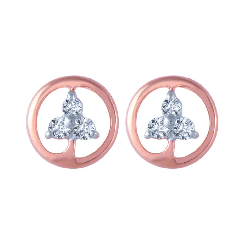 Women’s infinity earrings-14k (585) Rose Gold And Diamond Stud Earrings For Women