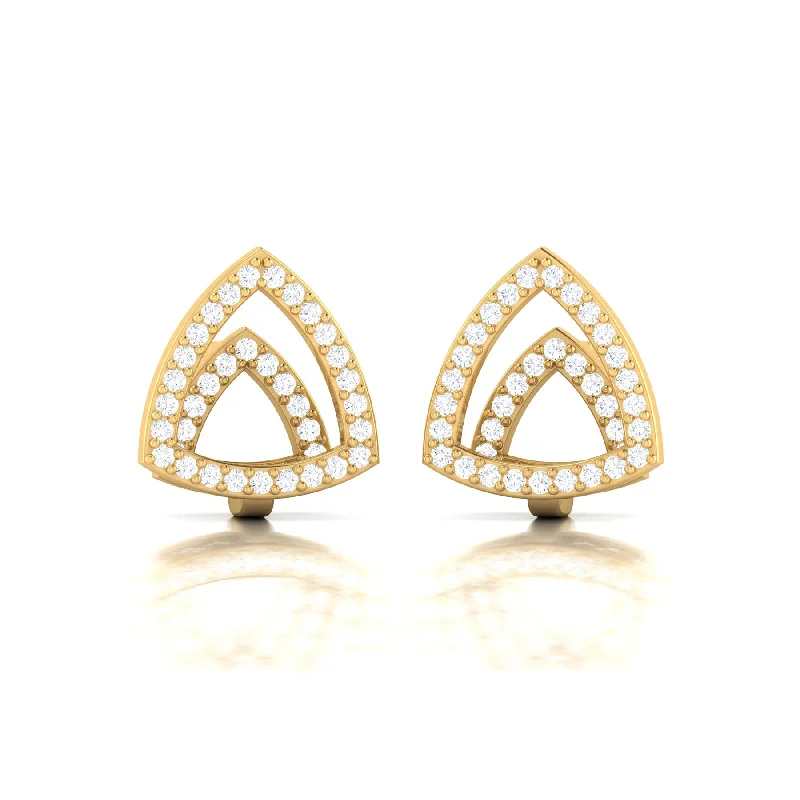 Women’s cute earrings-All Diamond Shield Triangle Earrings