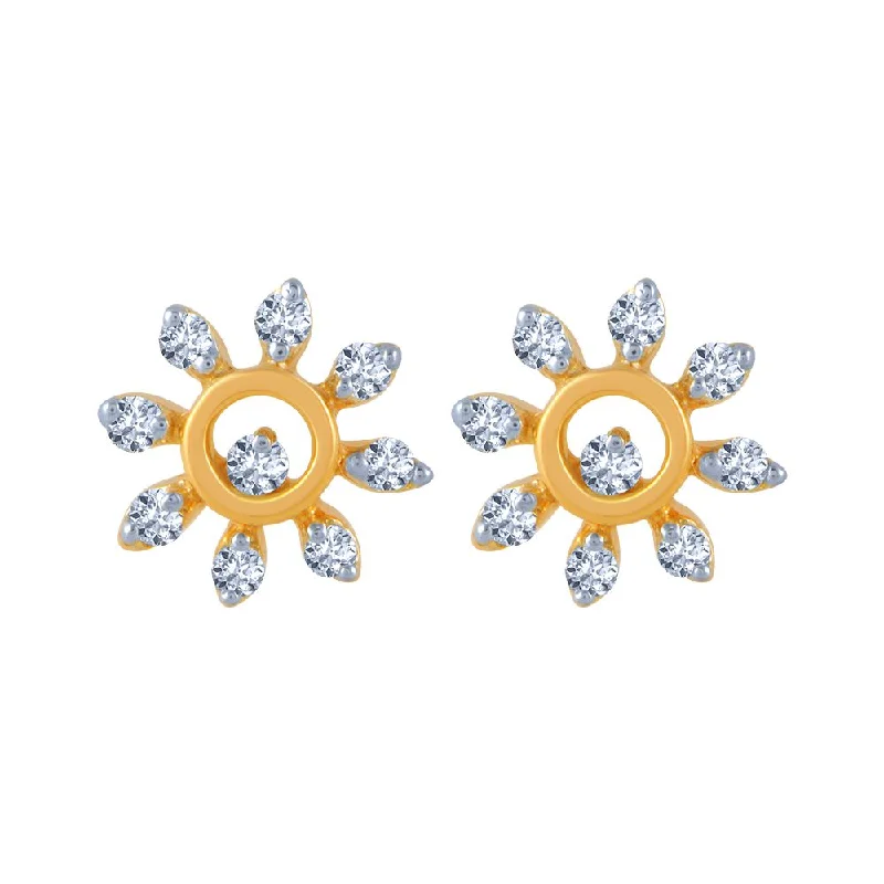 Women’s modern hoop earrings-14k (585) Yellow Gold And Diamond Stud Earrings For Women