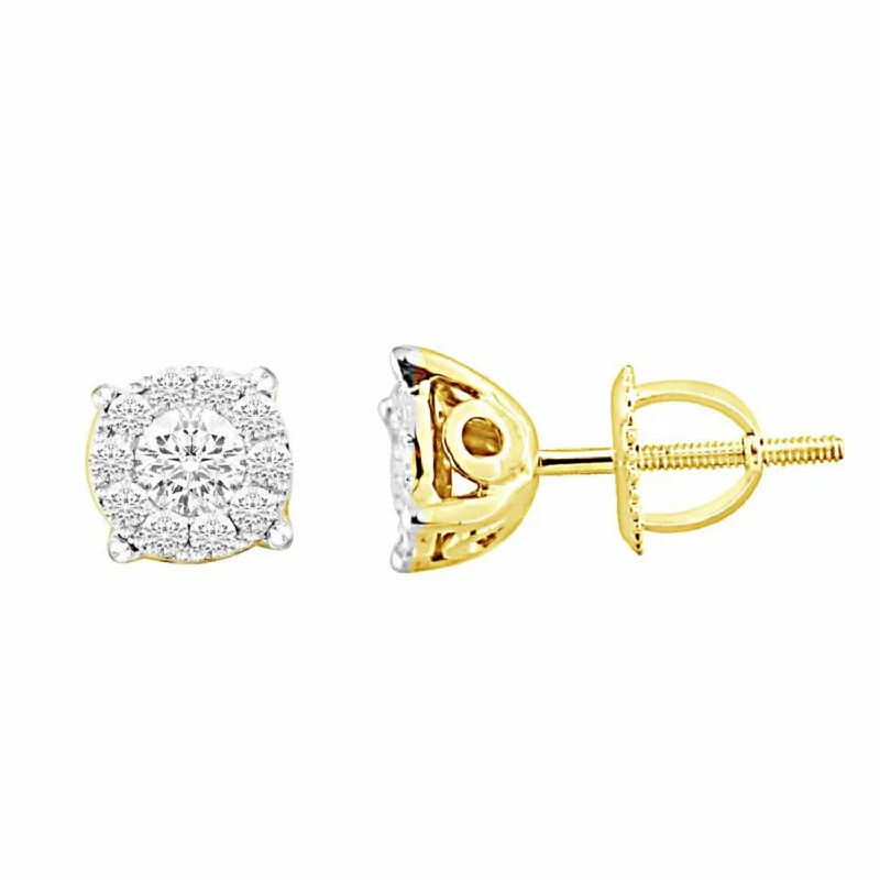 Women’s geometric earrings-LADIES EARRINGS 0.30CT ROUND DIAMOND 14K YELLOW GOLD (SI QUALITY)