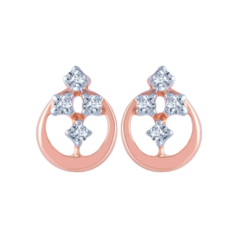 Women’s emerald stud earrings-14k (585) Rose Gold And Diamond Stud Earrings For Women