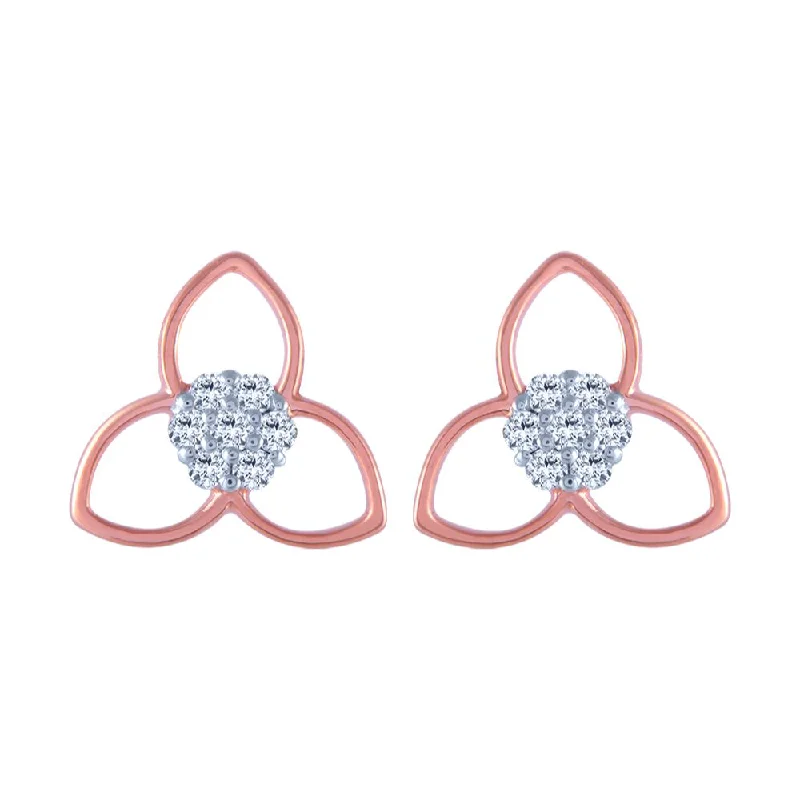 Women’s glitter earrings-14k (585) Rose Gold And Diamond Stud Earrings For Women