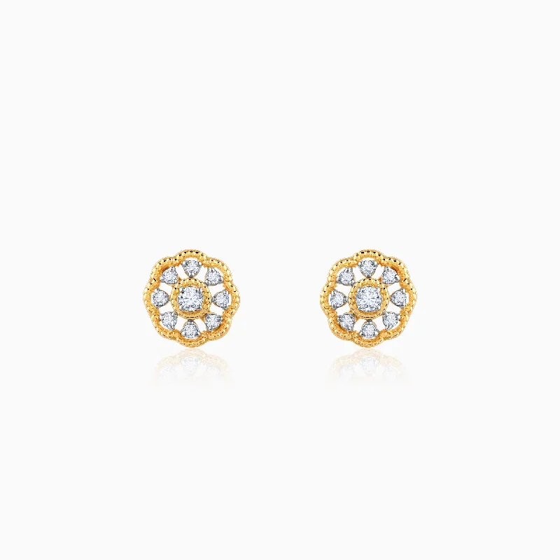 Women’s evening earrings-Gold Bloom Buddies Diamond Earrings