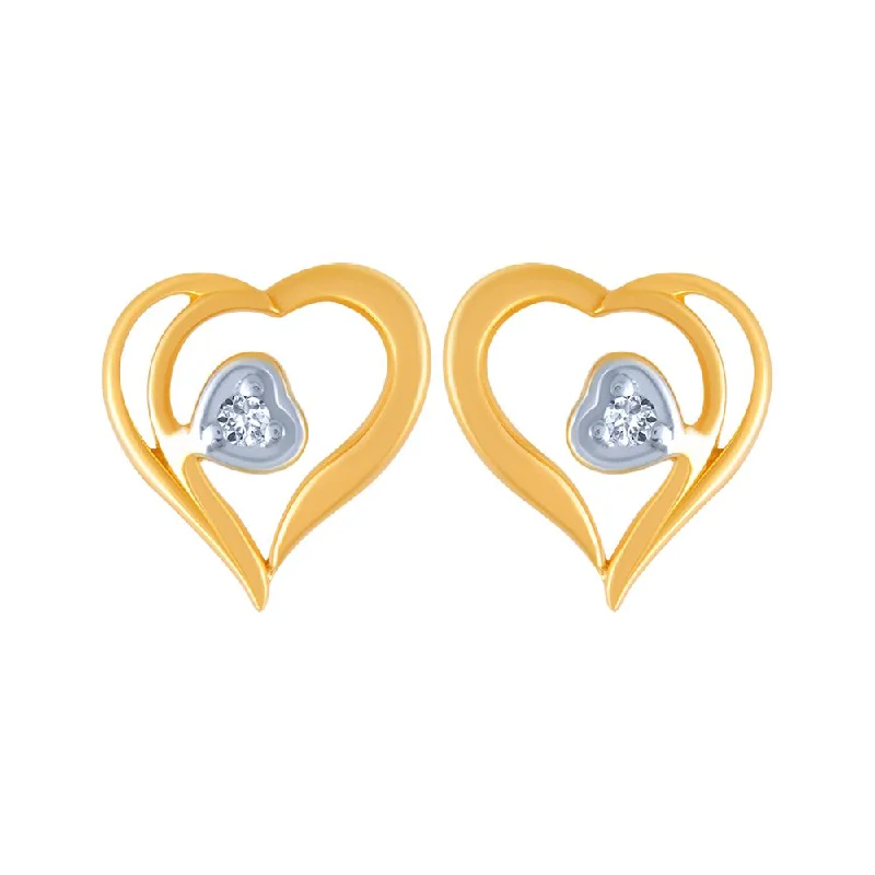 Women’s matching earrings-14k (585) Yellow Gold And Diamond Stud Earrings For Women