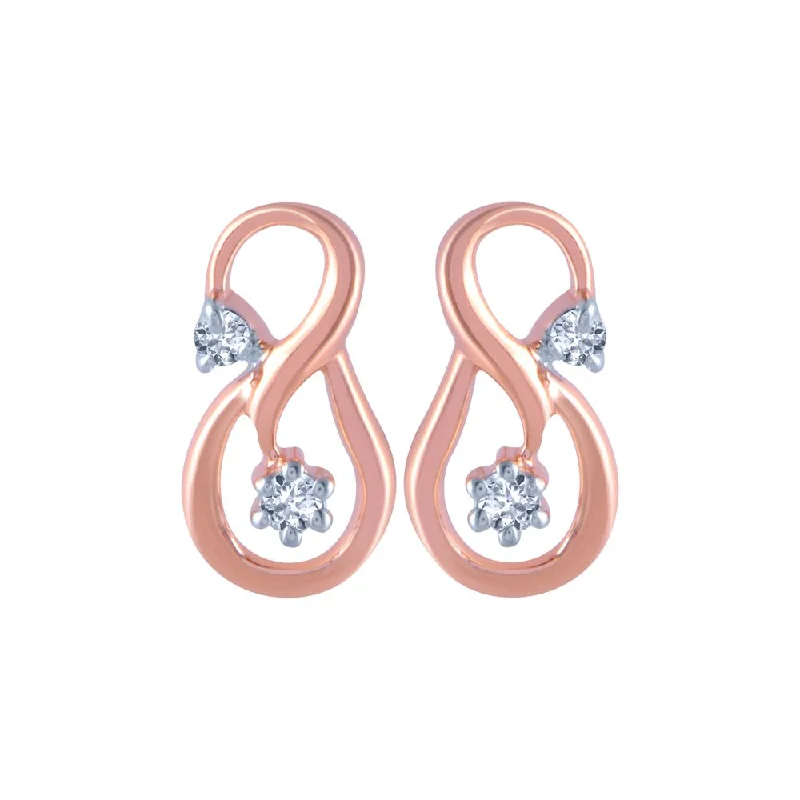 Women’s handmade earrings-14k (585) Rose Gold And Diamond Stud Earrings For Women