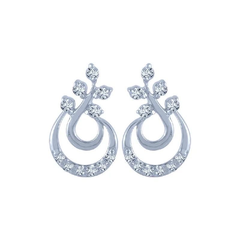 Women’s diamond stud earrings-14k (585) White Gold And Diamond Stud Earrings For Women